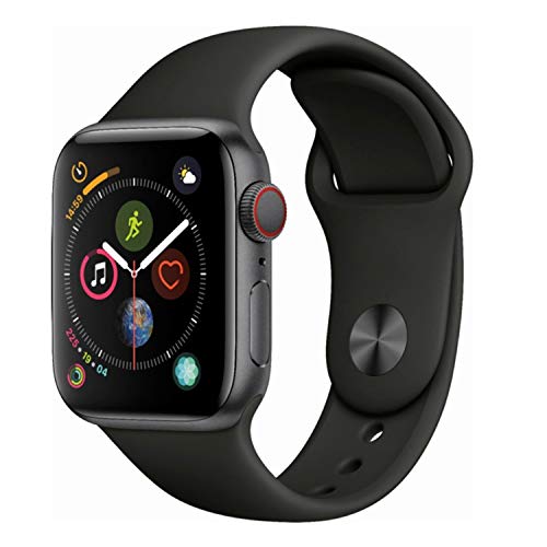 Apple Watch Series 4 (GPS + Cellular, 44MM) - Space Gray Aluminum Case with Black Sport Band (Renewed)