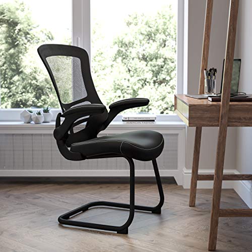 Flash Furniture Black Mesh Sled Base Side Reception Chair