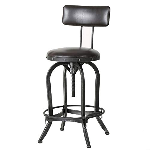 Great Deal Furniture Samthorn Metal Industrial Barstool w/Backrest