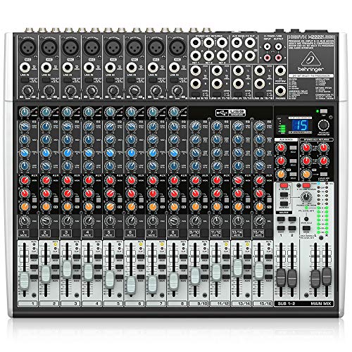 Behringer Xenyx X2222USB Premium 22-Input 2/2-Bus Mixer with USB/Audio Interface,Black