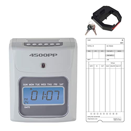 NILE PRODUCTS 4500PP Calculating Time Clock, Small Business Punch Pak, up to 50 Employees, Includes 25 Time Cards, 1 Ink Ribbon and 2 Security Keys