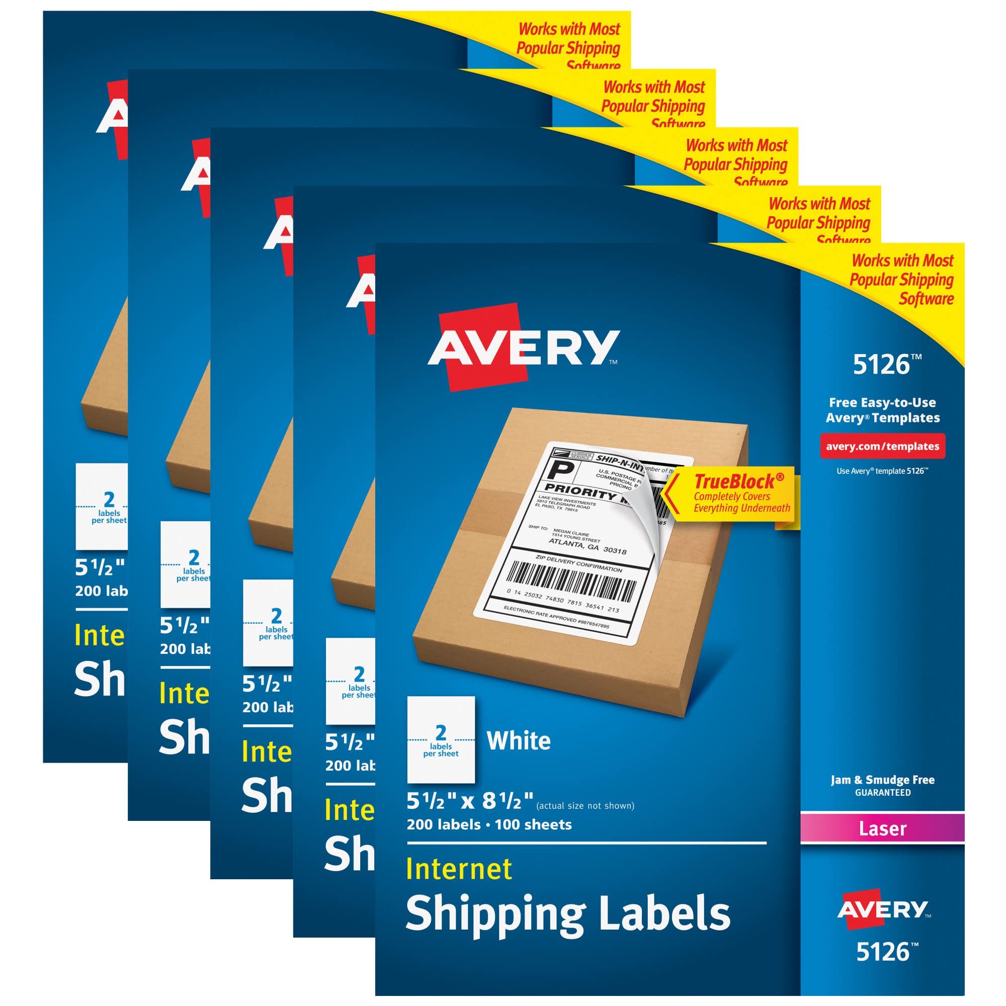 Avery 5126 شپنگ ایڈریس لیبلز