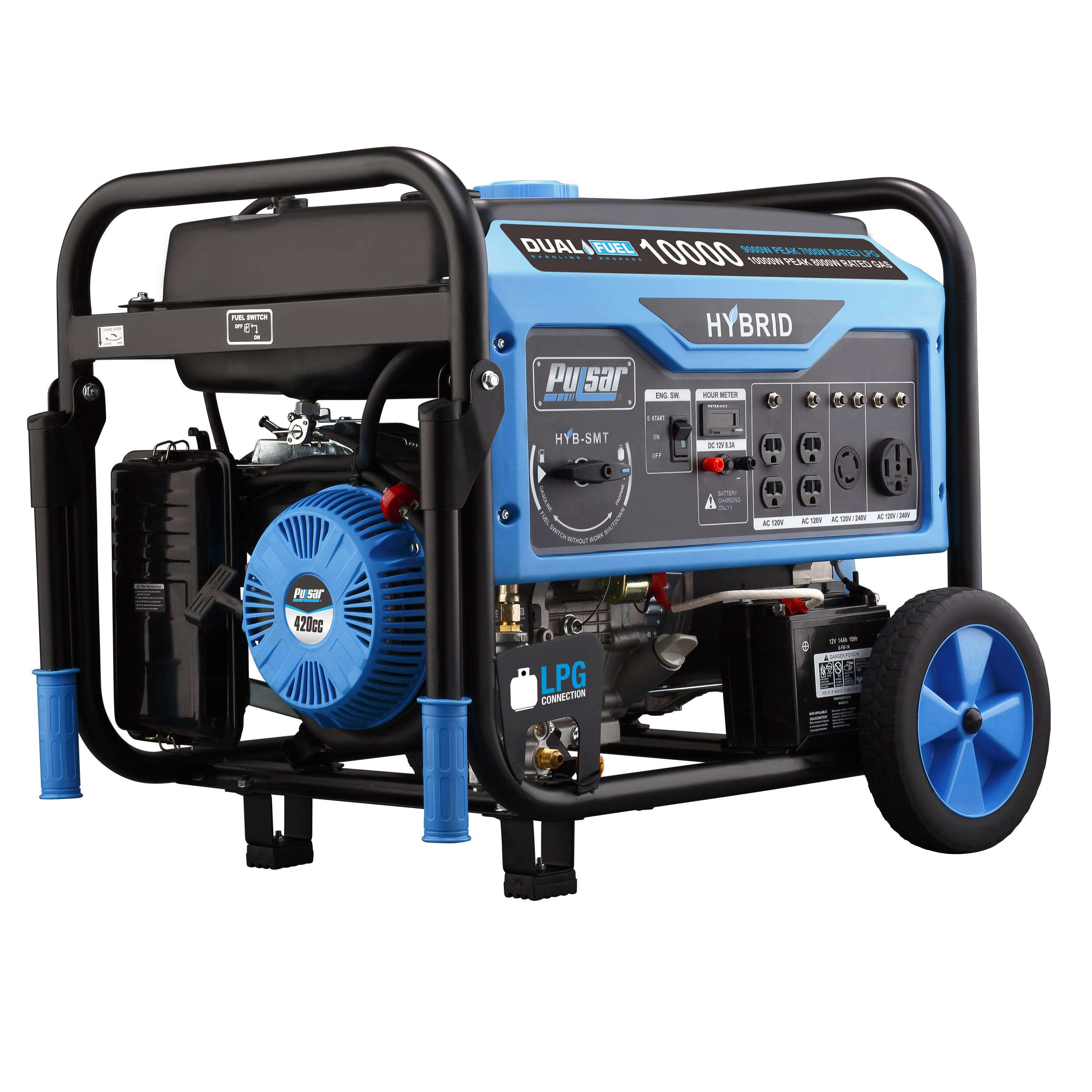 Pulsar 10,000 watt portable dual-fuel generator