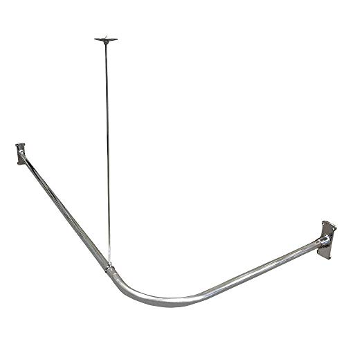 Hudson Brass Works WO L-Shape Shower Curtain Rod, Polished Chrome, 61. 5 x 25. 75 x 24 inches