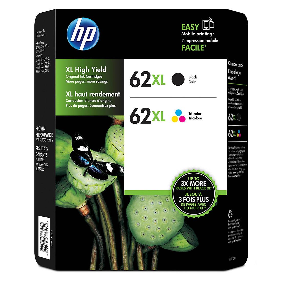 HP حقیقی 62Xl زیادہ پیداوار والے سیاہ اور زیادہ ...