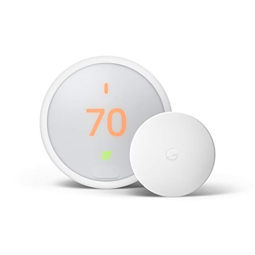 Google Nest Thermostat E - Smart Thermostat +  Nest Temperature Sensor Bundle - White