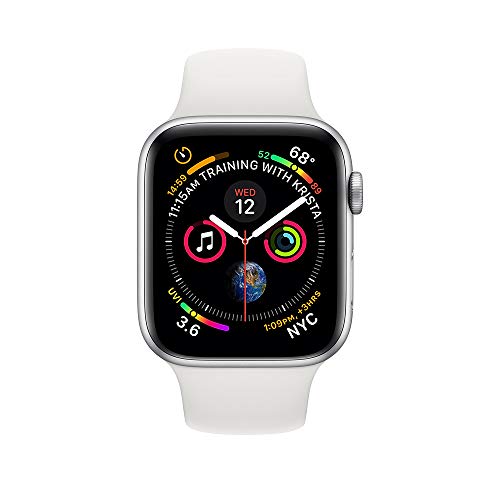 Apple Watch Series 4 (GPS + Cellular, 44MM) - Silver Aluminum Case with White Sport Band (Renewed)