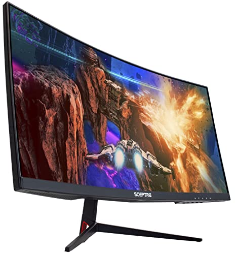 Sceptre 30-inch Curved Gaming Monitor 21:9 2560x1080 Ultra Wide Ultra Slim HDMI DisplayPort up to 200Hz Build-in Speakers, Metal Black (C305B-200UN)