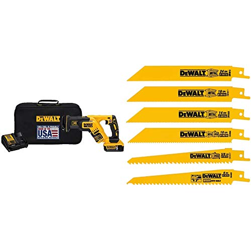 DEWALT 20V MAX XR Compact Reciprocating Saw, 5.0-Amp Ho...