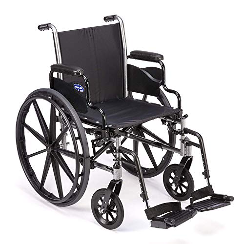 Invacare Tracer SX5 Wheelchair, With Desk Length Arms and T93HCP Hemi Footrests with Heel Loops, 18