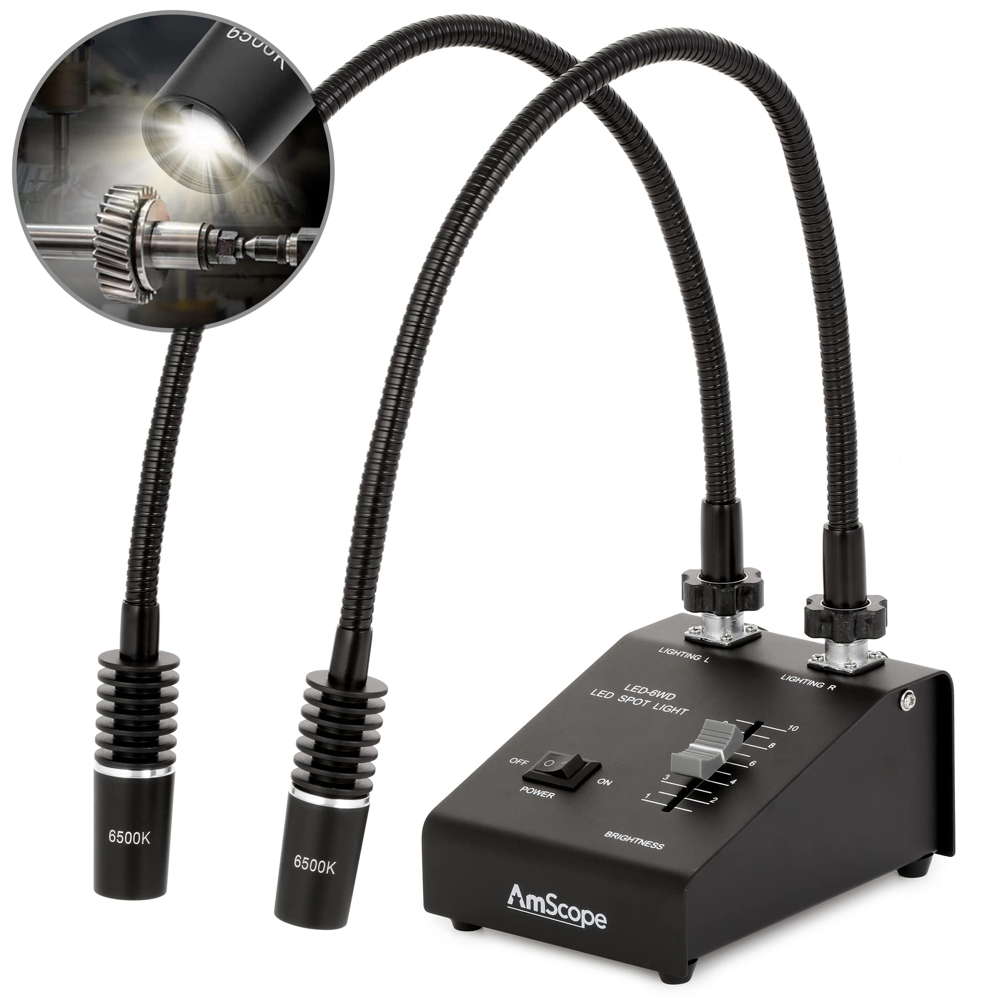 AmScope LED-6W Powerful 6 Watt LED Dual Gooseneck Light...