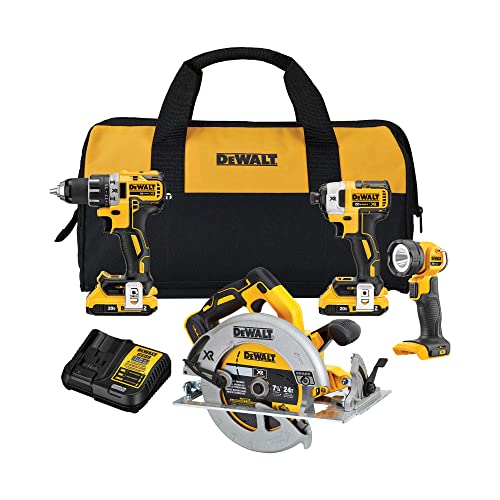 DEWALT 20V MAX XR Brushless Combo Kit, Compact 4-Tool (...