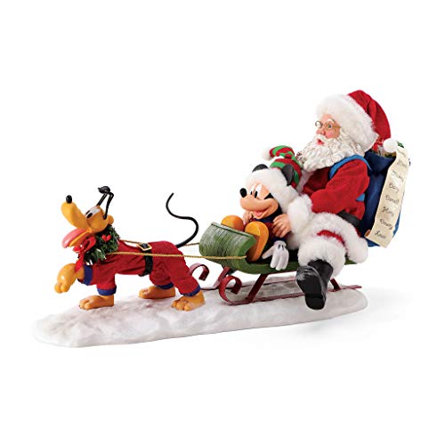 Department 56 Possible Dreams Disney Mickey Mouse, Pluto and Santa Out for Deliveries Figurine, 8.5 Inch, Multicolor