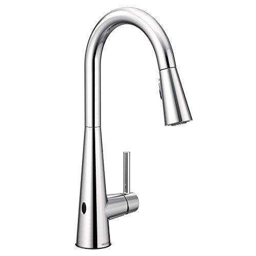 Moen 7864EWC Sleek Motionsense Wave Sensor Touchless One-Handle High Arc Pulldown Modern Kitchen Faucet Featuring Power Clean, Chrome